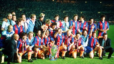 The Barcelona Dream Team celebrate their 1992 European Cup triumph