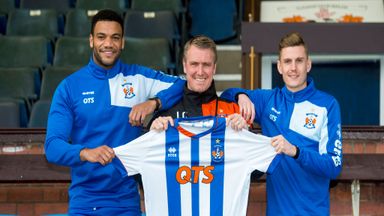 Image of Miles Addison (left) and Alex Henshall with Kilmarnock manager Lee Clark