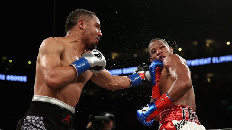 Andre Ward (left) returned to the ring to beat Sullivan Barrera