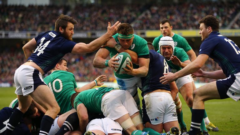 CJ Stander dives over to score against Scotland