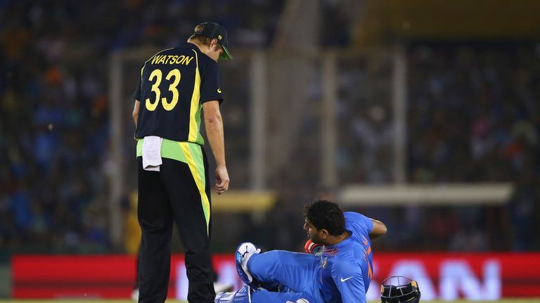 Yuvraj Singh injured his ankle batting against Australia at the weekend