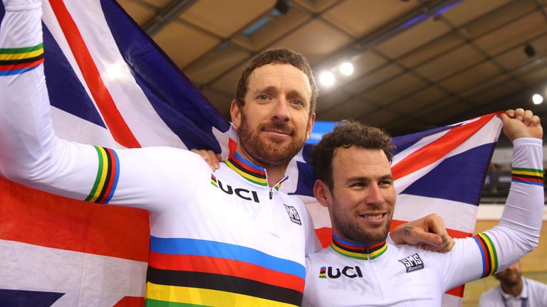 Sir Bradley Wiggins (left) and  Cavendish won madison gold at the world championships in London