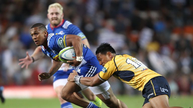 Leolin Zas of the Stormers with the ball against the Brumbies at Newlands on Saturday