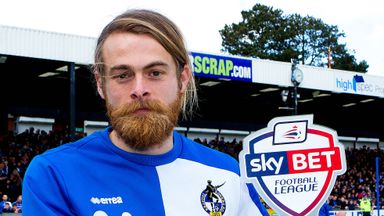 Image of Stuart Sinclair of Bristol Rovers receives his Sky Bet Football League Unsung Hero award