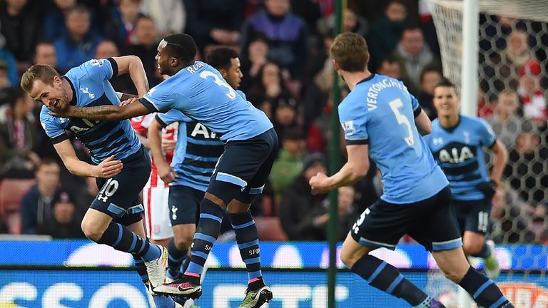Kane celebrates after scoring at the Brit