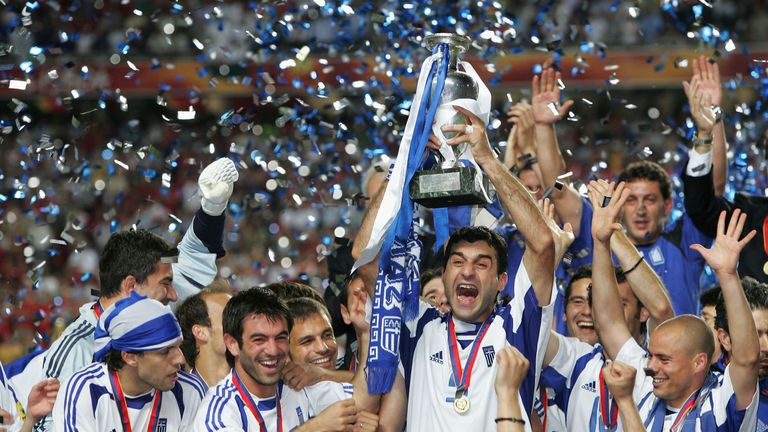 Greece celebrate their Euro 2004 success