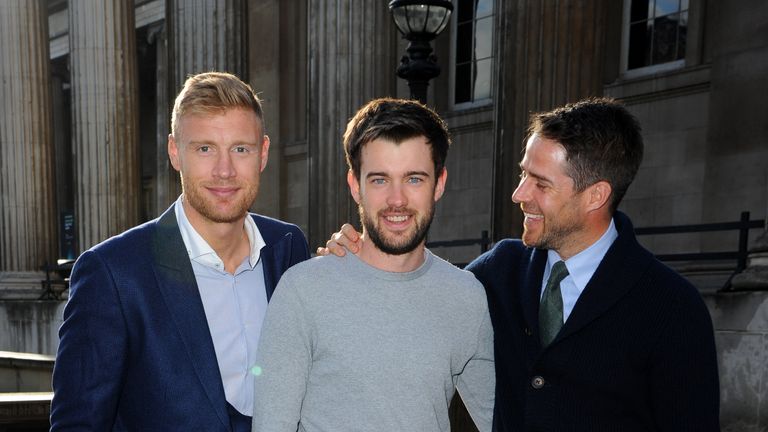 Jack Whitehall, Jamie Redknapp and Freddie Flintoff in America for A League Of Their Own US Road Trip