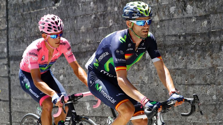 Alejandro Valverde (right) sustained heavy losses on stage 14