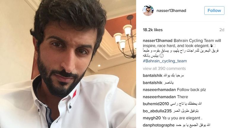 Prince Nasser announced the Bahrain Cycling Team on Instagram