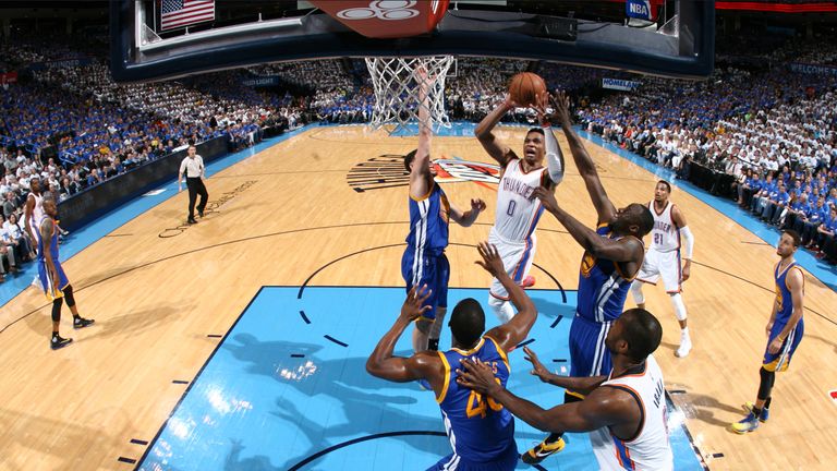 Russell Westbrook takes a shot for Oklahoma
