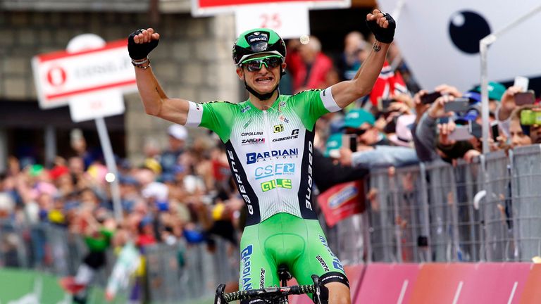 Breakaway rider Giulio Ciccone claimed a solo victory