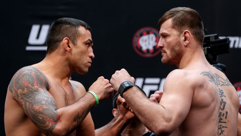 Stipe Miocic (right) stopped Fabricio Werdum