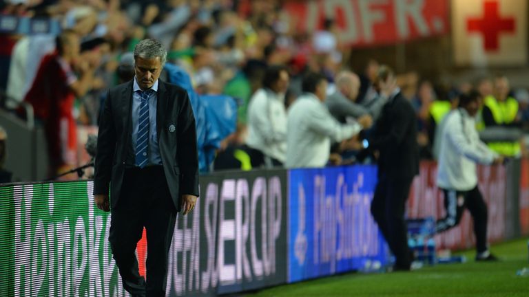 Mourinho can't hide his disappointment as Guardiola celebrates Bayern Munich's UEFA Super Cup win