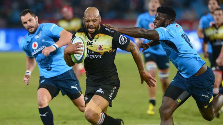 Lionel Mapoe attacks for the Lions
