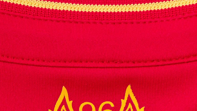 An emblem remembering the 96 who lost their lives at Hillsborough has also been included on the back (image c/o Liverpool FC)