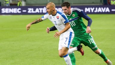 Image of Slovakia's Vladimir Weiss (left) could cause Wales problems in Bordeaux