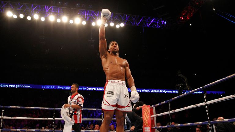 Joshua celebrates successfully defending his title
