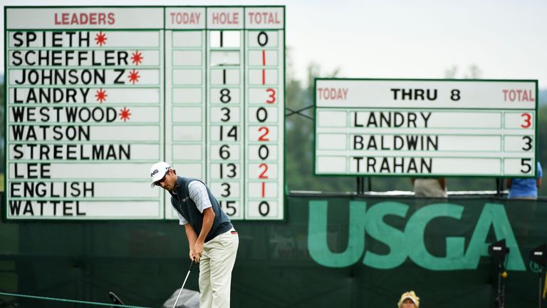 Andrew Landry holed from 10 feet at his final hole to fire a 66 - the lowest opening round in a US Open at Oakmont
