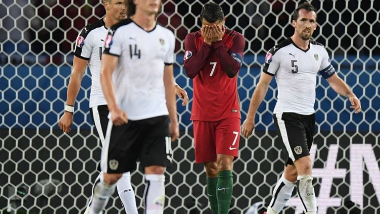 Cristiano Ronaldo can't hide his disappointment after missing the penalty