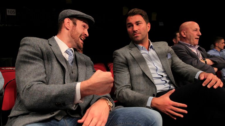 Eddie Hearn (R) is making plans for Johsua although Tyson Fury (L) may no longer be part of them