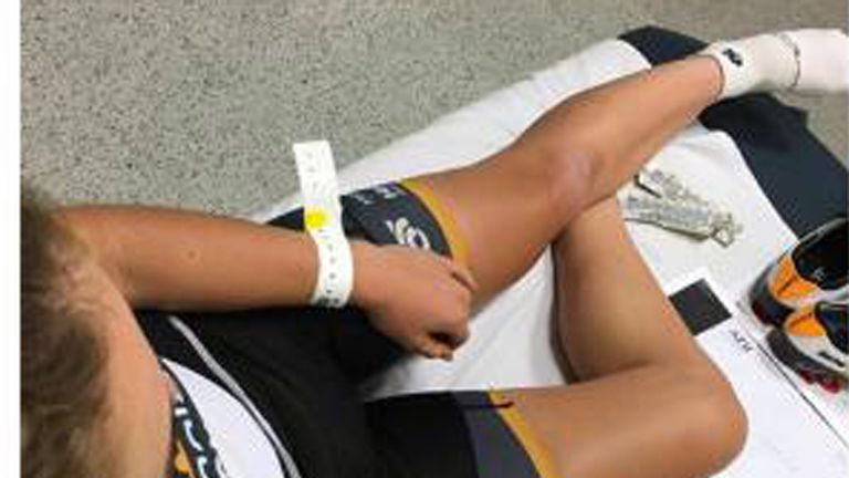 Lucy broke ribs after a horror crash in Belgium in June 