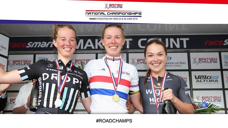 Lucy Garner (right) made the podium at the Nationals despite broken ribs