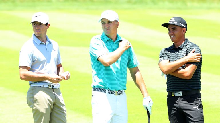 McIlroy also played with defending champion Jordan Spieth and Rickie Fowler on Monday