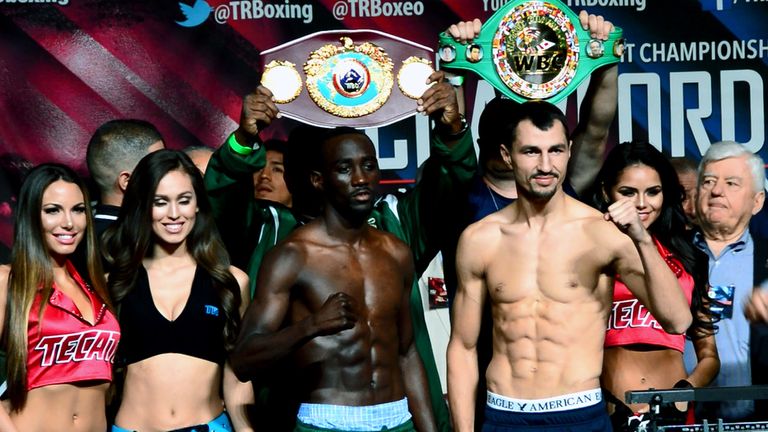 Terence Crawford (left) is the favourite against Viktor Postol