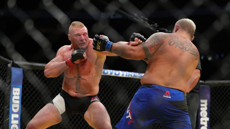 Brock Lesnar was comfortable toe-to-toe with Mark Hunt