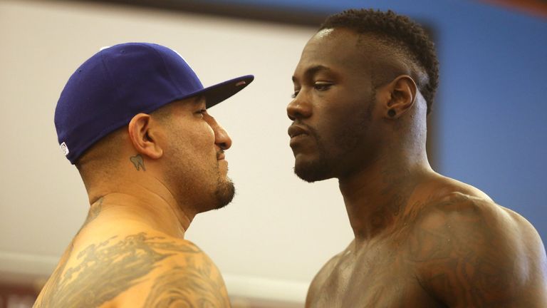 Chris Arreola (left) and WBC world heavyweight champion Deontay Wilder