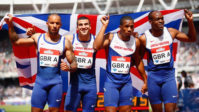 James Elliington, Adam Gemili, CJ Ujah and James Dasaolu won the 4x100m, with Britain's B team coming in second