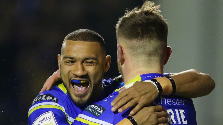 Warrington's Ben Currie (right) with team-mate Kevin Penny