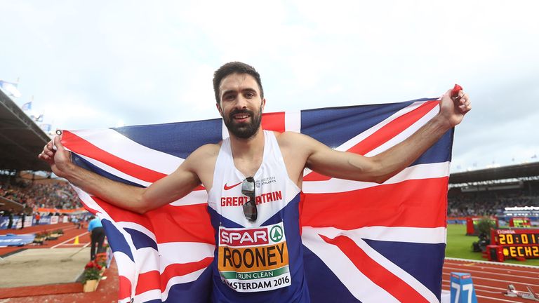 Martyn Rooney celebrates winning gold in the final of the mens 400m on day three of The 23rd European Championships 