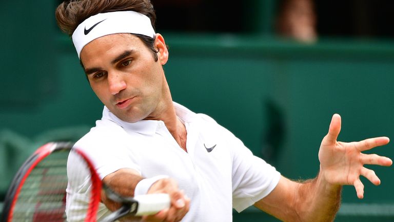 Roger Federer in action during the fourth round of Wimbledon 2016