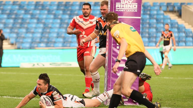 Luke Dorn produced a fantastic offload for Jake Webster's second try before scoring the Tigers' third on 44 minutes