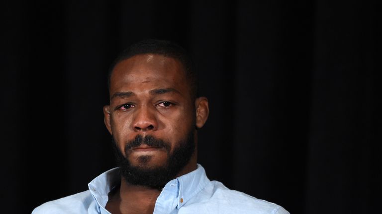 Jones was emotional as he discussed his first failed drug test in 2016
