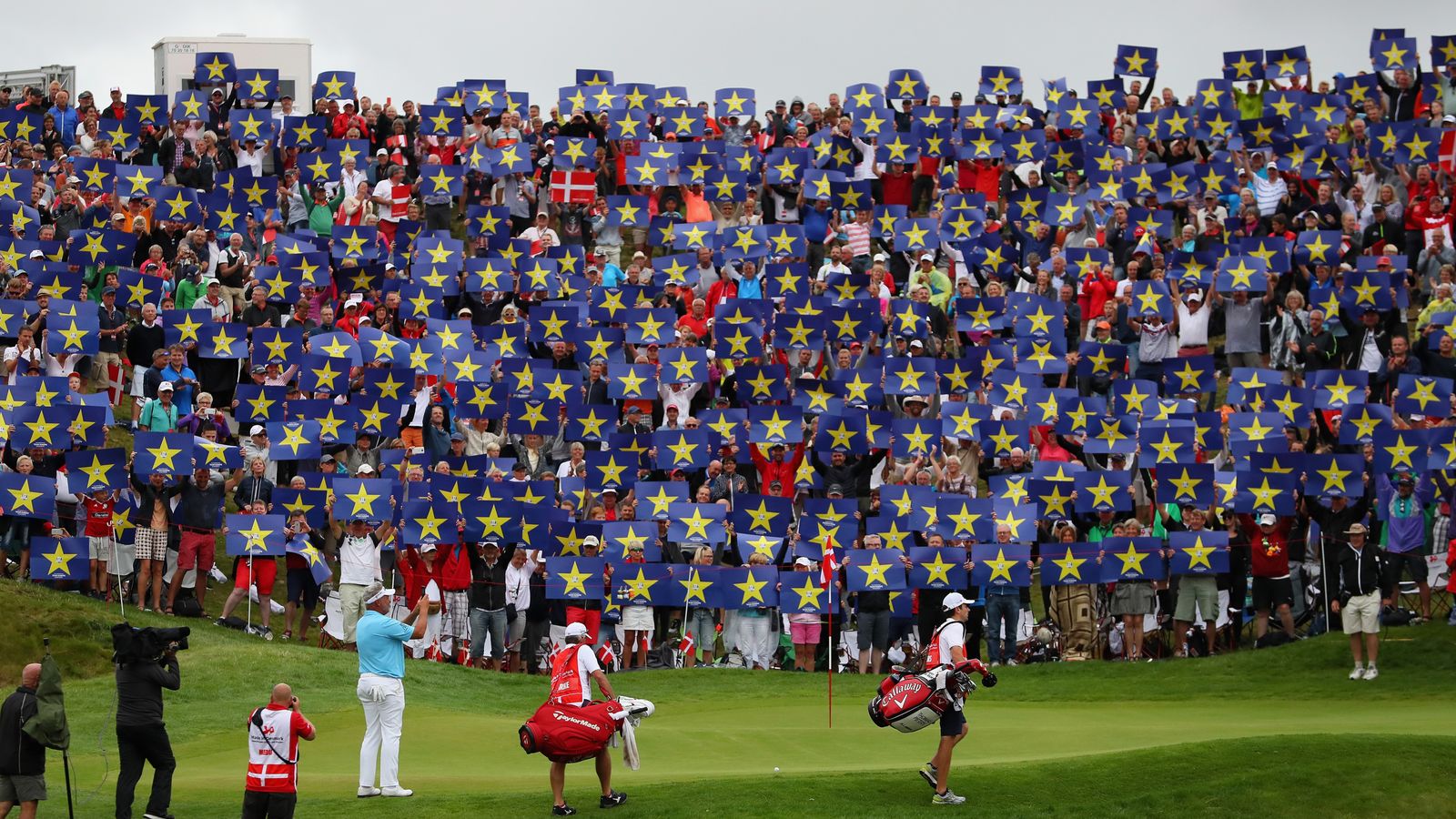 Darren Clarke greeted by thousands of Europe flags at Made In Denmark Golf News Sky Sports
