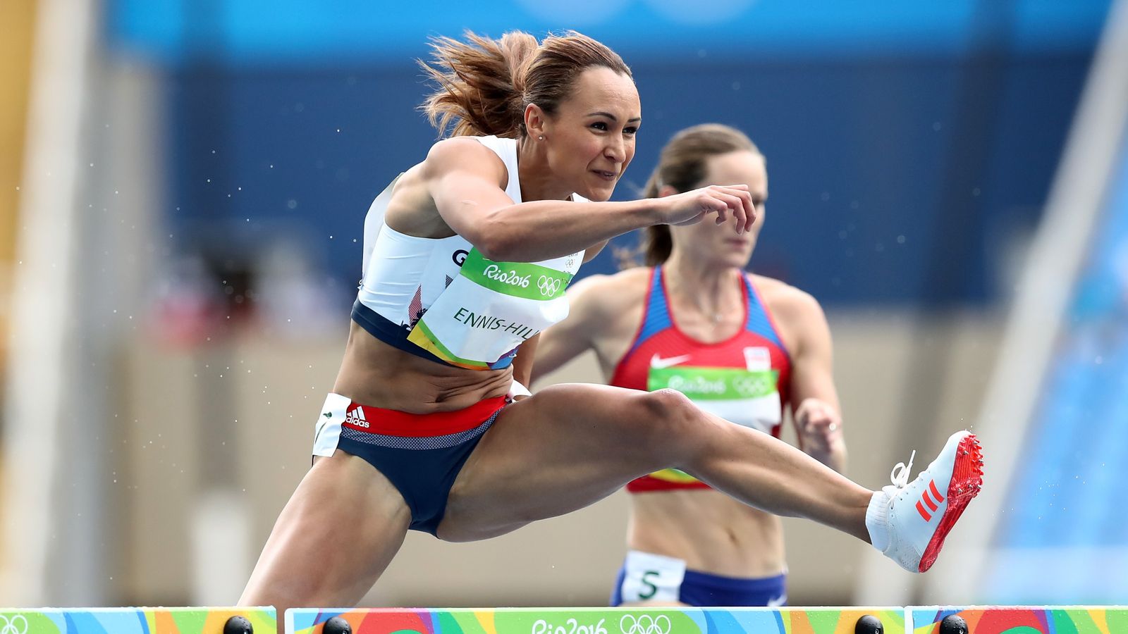 Jessica EnnisHill leads Olympic heptathlon with Katarina Johnson