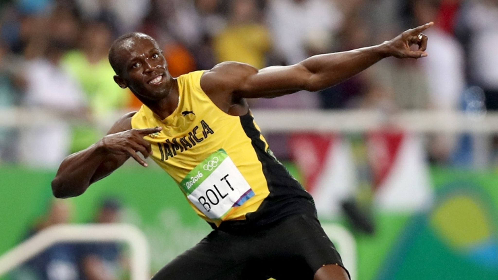 Bolt to trademark victory pose