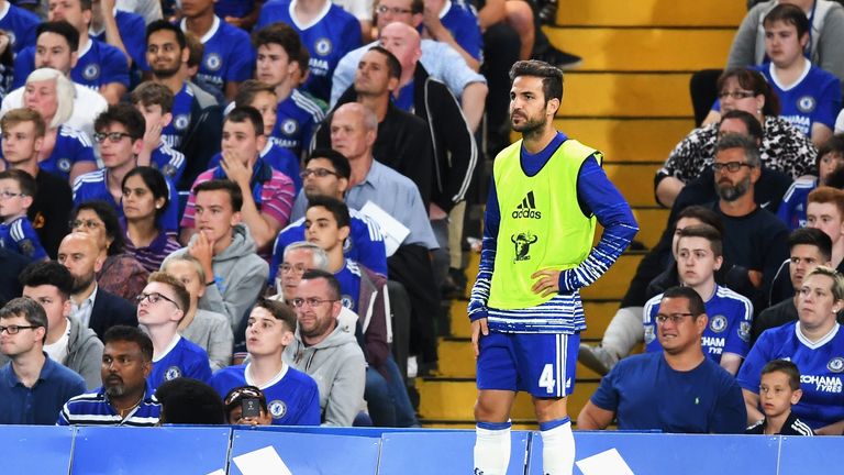 Fabregas has yet to start in the Premier League under Conte