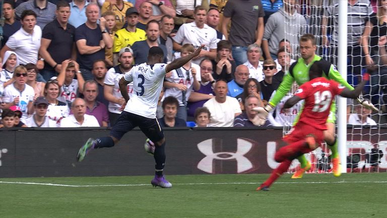 Danny Rose scores for Tottenham against Liverpool in the Premier League