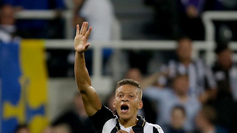 Newcastle United's Dwight Gayle has won the inaugural Sky Bet Goal of the Month prize for the Championship