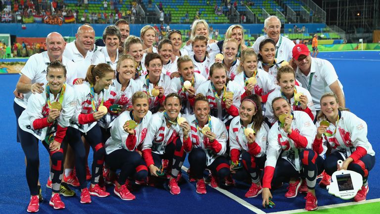 Team GB pose with their gold medals