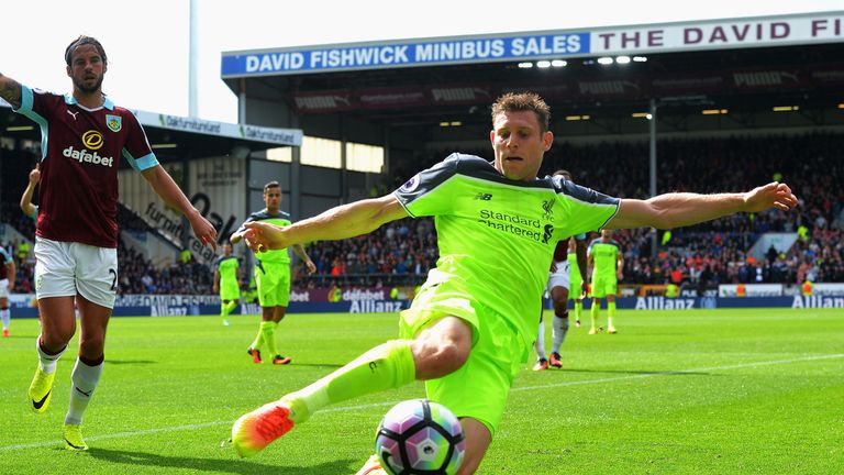 James Milner played at left-back for Liverpool at Burnley
