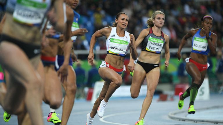  Brianne Theisen Eaton (2R) was a long-time rival with Britain's Jessica Ennis-Hill, who also retired recently