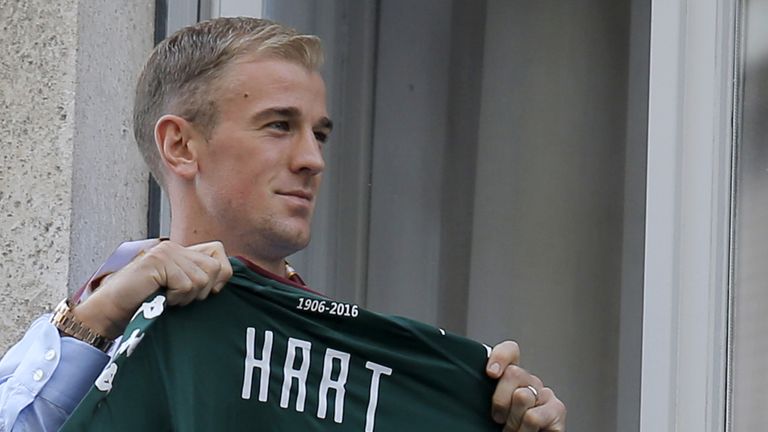 Hart posing with the Torino shirt before his move was confirmed