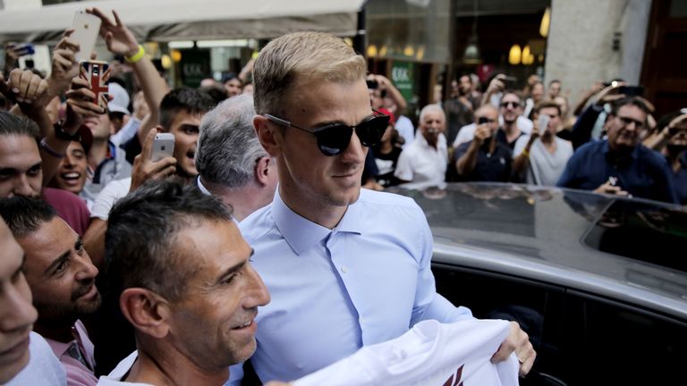 Hart with a supporter ahead of his Torino medical