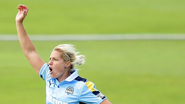 England's Katherine Brunt appeals for a wicket playing for Yorkshire Diamonds during the inaugural Kia Super League