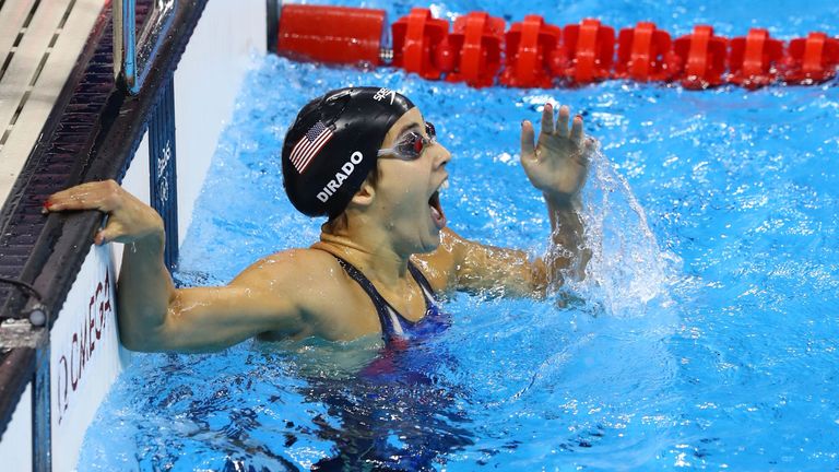 Madeline Dirado could not believe her win in the 200m backstroke