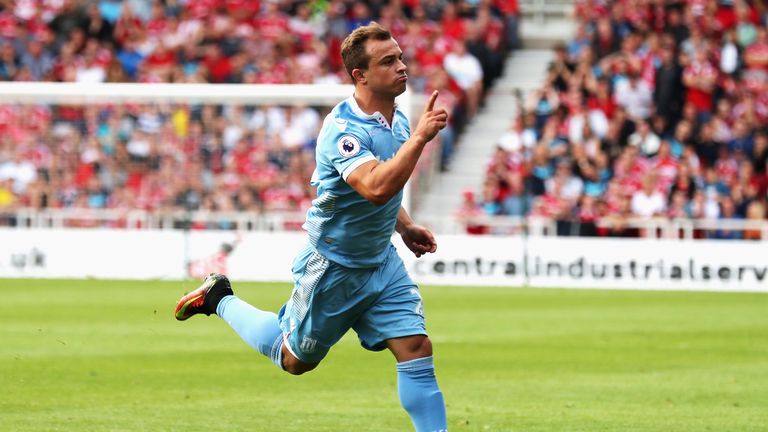 Xherdan Shaqiri earned Stoke a draw with Middlesbrough